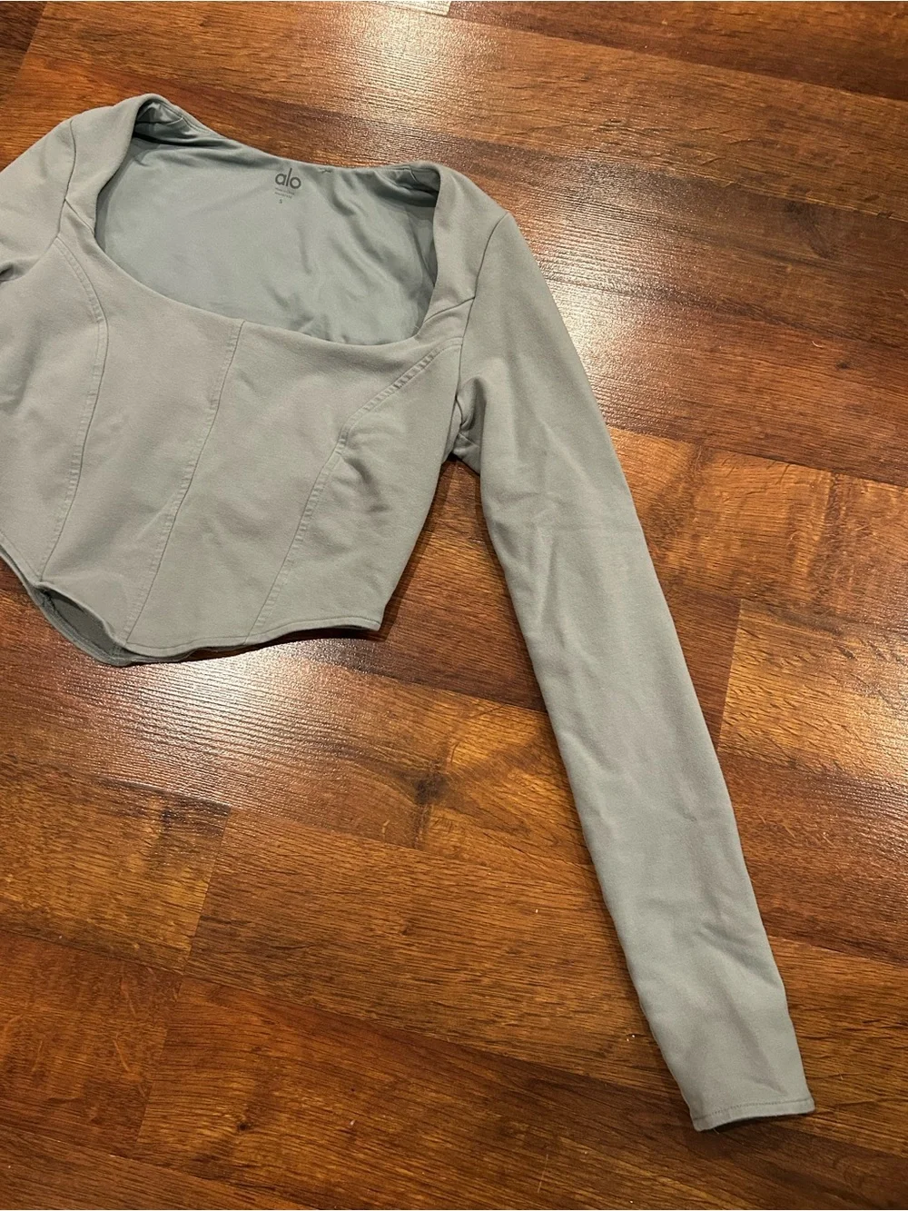 ALO Yoga Soft Sculpt Long Sleeve Top Blue Size Small Built in Bra